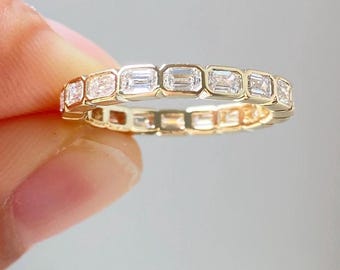 3.3 TCW Emerald Cut Lab Grown Diamond Eternity Band, Wedding Band, Lab Diamond Wedding Band, Anniversary Gift Ring, Emerald Cut Diamond Band