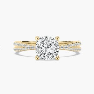 2.00 CT Cushion Cut Lab Grown Diamond Ring, Woman Anniversary Gift, Solid 14K Yellow Gold Wedding Ring, Cushion Cut Pave Prong Set Ring