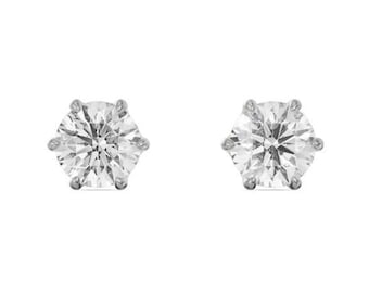 Pendientes de diamantes redondos de 5 mm, cultivados en laboratorio y de corte redondo, ideales para bodas, cumpleaños y uso delicado.