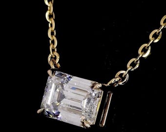 4.00 CT Emerald Cut Diamond Necklace, IGI Certified EFVS Lab Grown Diamond Necklace, Wedding Gift, Anniversary Gift, Birthday Gift