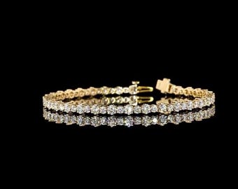 3 MM Round Cut Diamond Tennis bracelet, Anniversary Gift For Him/Her, Diamond Tennis Bracelet, 14K Solid White Gold Bracelet, Wedding Gift
