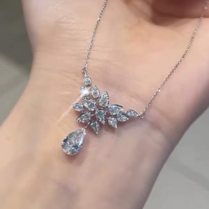 6.70 TCW Pear Cut Lab Grown Diamond Necklace, Anniversary Gift, Solid 14K Yellow Golf Necklace, Daily Wear Diamond Necklace, Birthday Gift