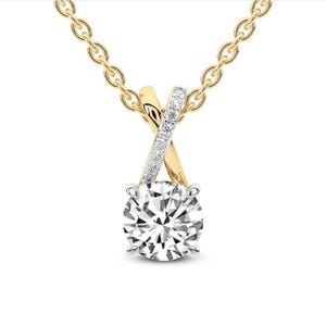 0.20 TO 1.30CT Round Cut Lab Grown diamond Necklace, Solid 14k White Gold Necklace, Daily Wear Minimalist Round Necklace, Anniversary Gift