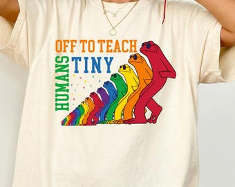 Funny Frog Teacher Shirt, Off to Teach Tiny Humans Tee, Back to School T-Shirt, Cute Teacher Gift for Educators