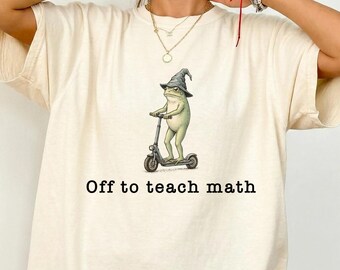 Off to Teach Math Shirt, Funny Frog Math Teacher Tee
