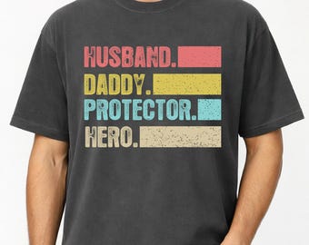 Husband Daddy Protector Hero Shirt,  Retro Father's Day Tee