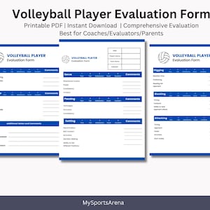 Volleyball Comprehensive Evaluation Form and Performance Report. 3 pages printable PDF