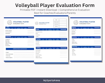 Volleyball Comprehensive Evaluation Form and Performance Report. 3 pages printable PDF
