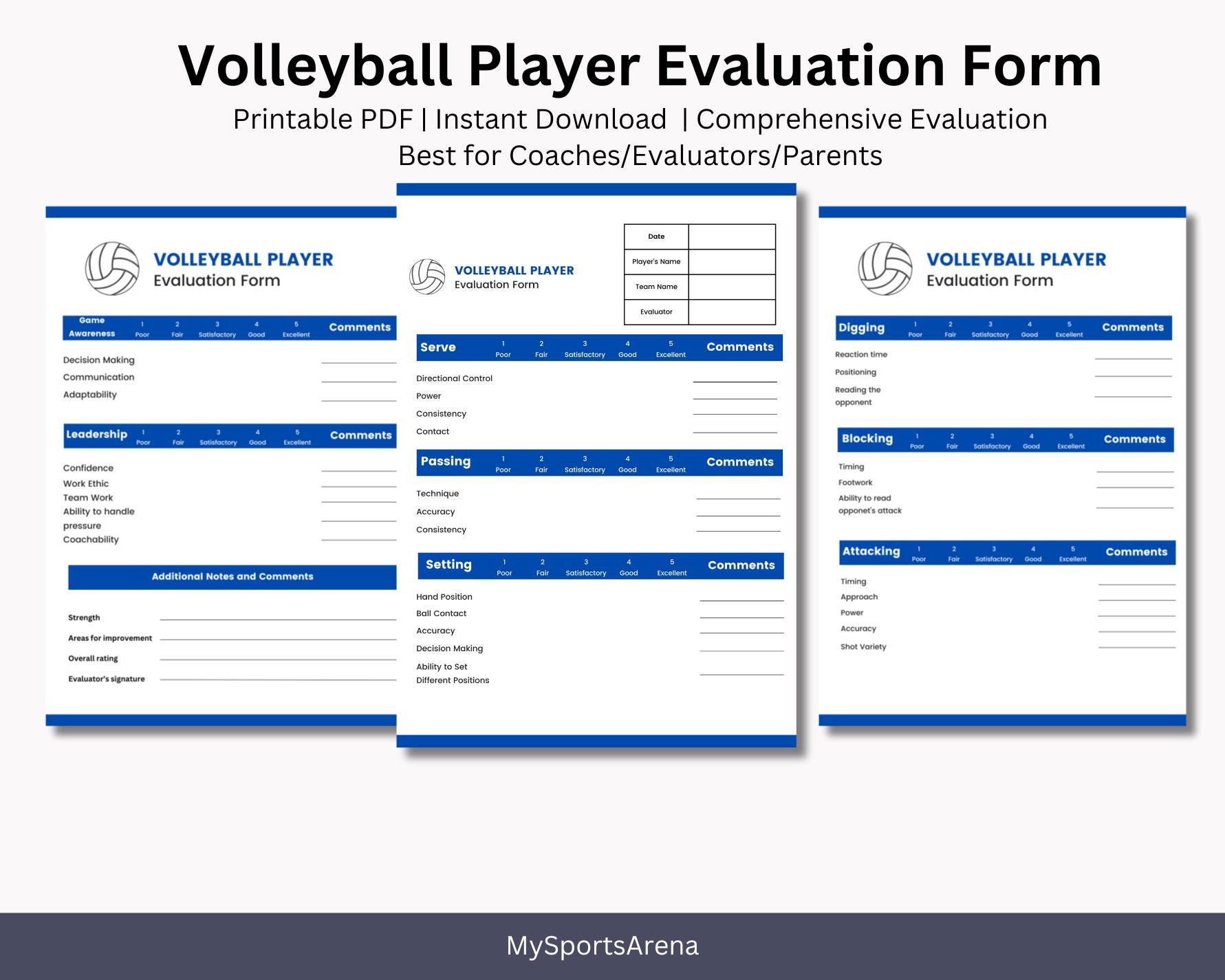 volleyball tryout evaluation form - etsy