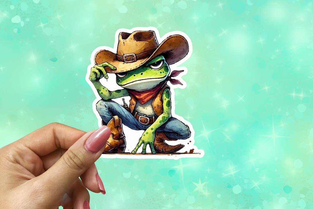 Cowboy Frog Sticker Cowboy Frog Sticker, Funny Frog Sticker, Western Frog Decal, Cute ...