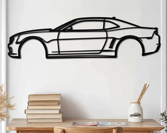 Modernes Muskelauto-Metallwandkunst, aggressive Leistung Coupé-Silhouette, Sportgarage-Dekor, Geschenk für Automobilliebhaber, Vatertagsgeschenk