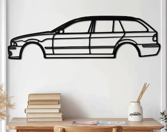 Arte de pared metálico de camioneta deportiva, silueta de coche familiar de alto rendimiento, decoración de garaje de metal, decoración de pared automotriz, regalo para el Día del Padre