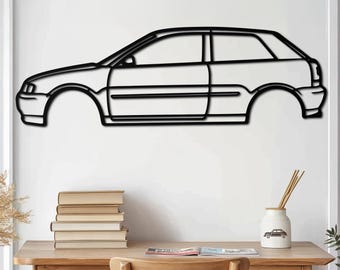 Hot Hatch Metal Wall Art, Compact Performance Hatchback Silhouette, Sporty Car Decor, Fathers Day Gift for Car Enthusiast
