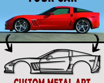Custom Metal Wall Art, Personalized Photo or Design Silhouette, Modern Home & Office Decor, Unique Gift for Car Lovers