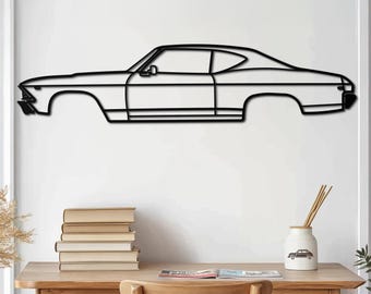 Classic 60s Muscle Coupe Metal Wall Art, Aggressive SS Performance Silhouette, Retro Garage Decor, Fathers Day Gift