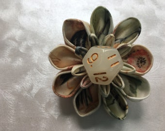 Graceful Gamer Kanzashi Dice Flower Hair Clip