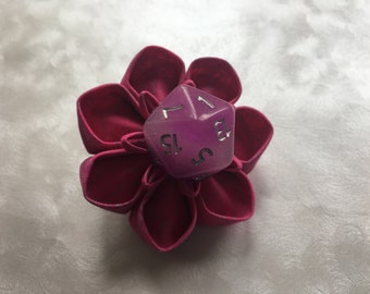 Pink Potion Dice Flower Hair Clip