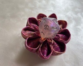 Fantasy Forest Pink Dice Flower Hair Clip