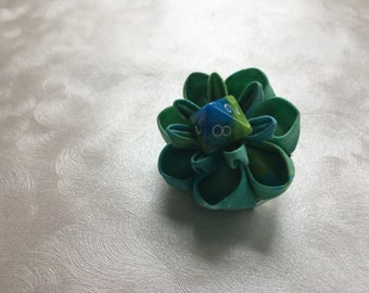 Living Lagoon Kanzashi Dice Flower Clip