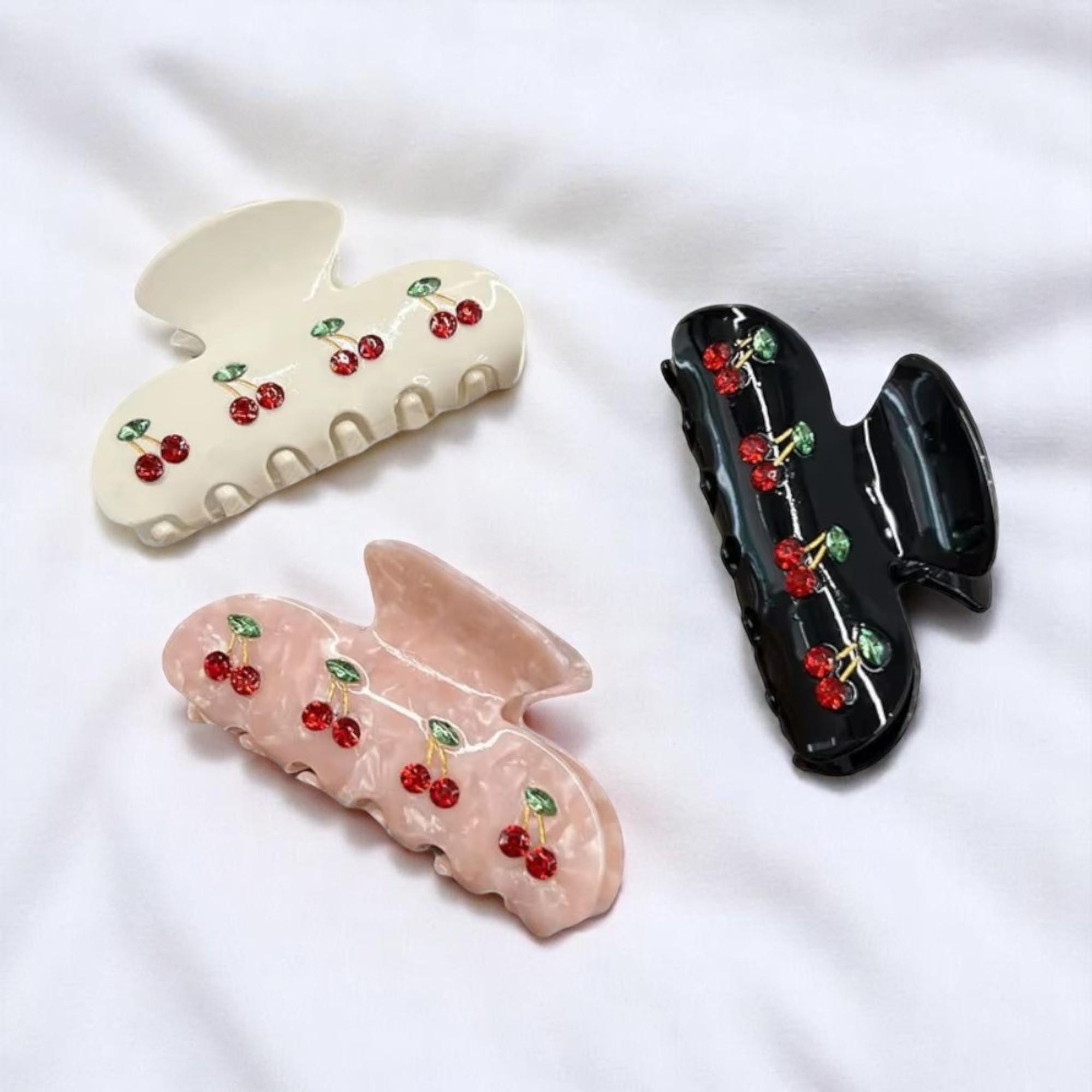 Emi Jay Cherry Embellished Hair Clip - Cream and Red Petite Hair Claw Clip in Cherry Kiss ‐ Emi Jay main image 2