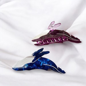 Blue Whale Hair Claw - Charming Acetate Marine Animal Clip for Women & Girls - Perfect Gift for Nautical Theme Fans