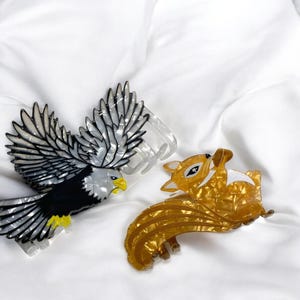 Cartoon Cat Squirrel Eagle Printed Hair Clip | Stylish Large Claw Accessory for Women | Perfect Gift for Girls.