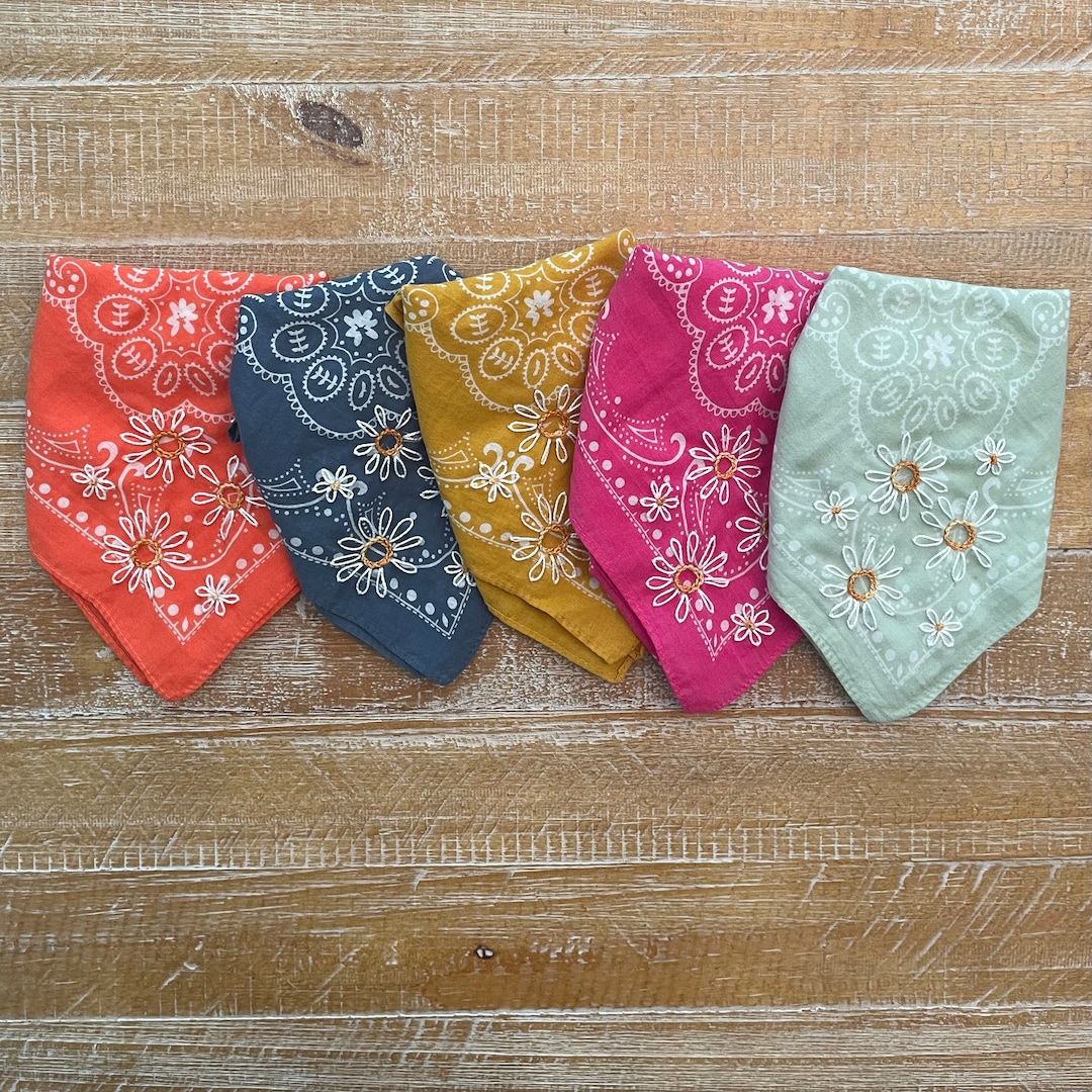 Hand Embroidered Bandana Name Hair Scarf Personalized Bandana Embellished Bandana Custom
