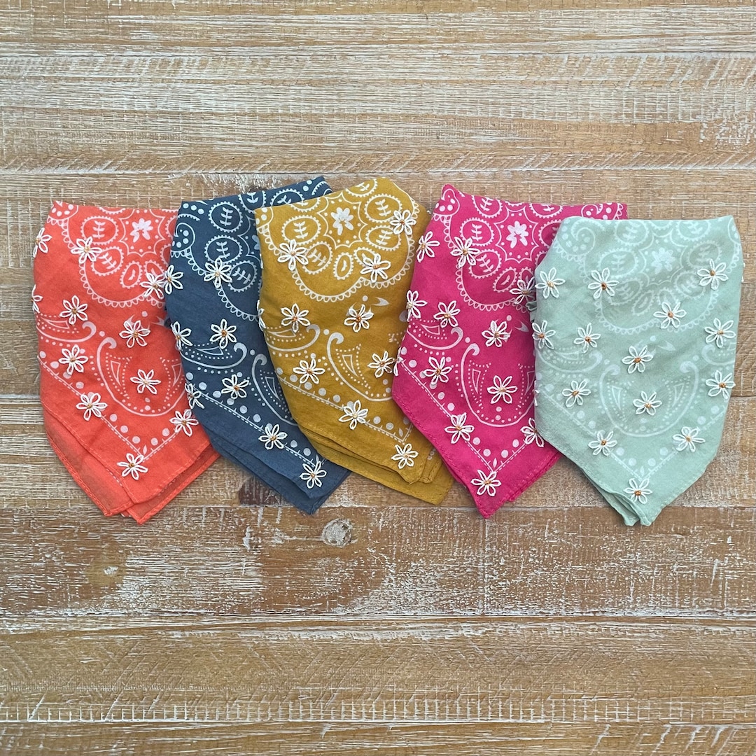 Hand Embroidered Bandana Name Hair Scarf Personalized Bandana