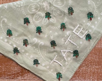Hand Embroidered Bandana | Mini Forest of Trees with Name | Baby, Bridesmaid or Bachelorette Gift | Dog Bandana