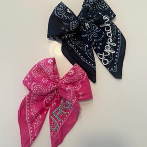Double Chain Stitch Hand Embroidered Cotton Bandana | Custom Initials and Names | Bachelorette Gift | Girls' Weekend | Greek Letters image 10