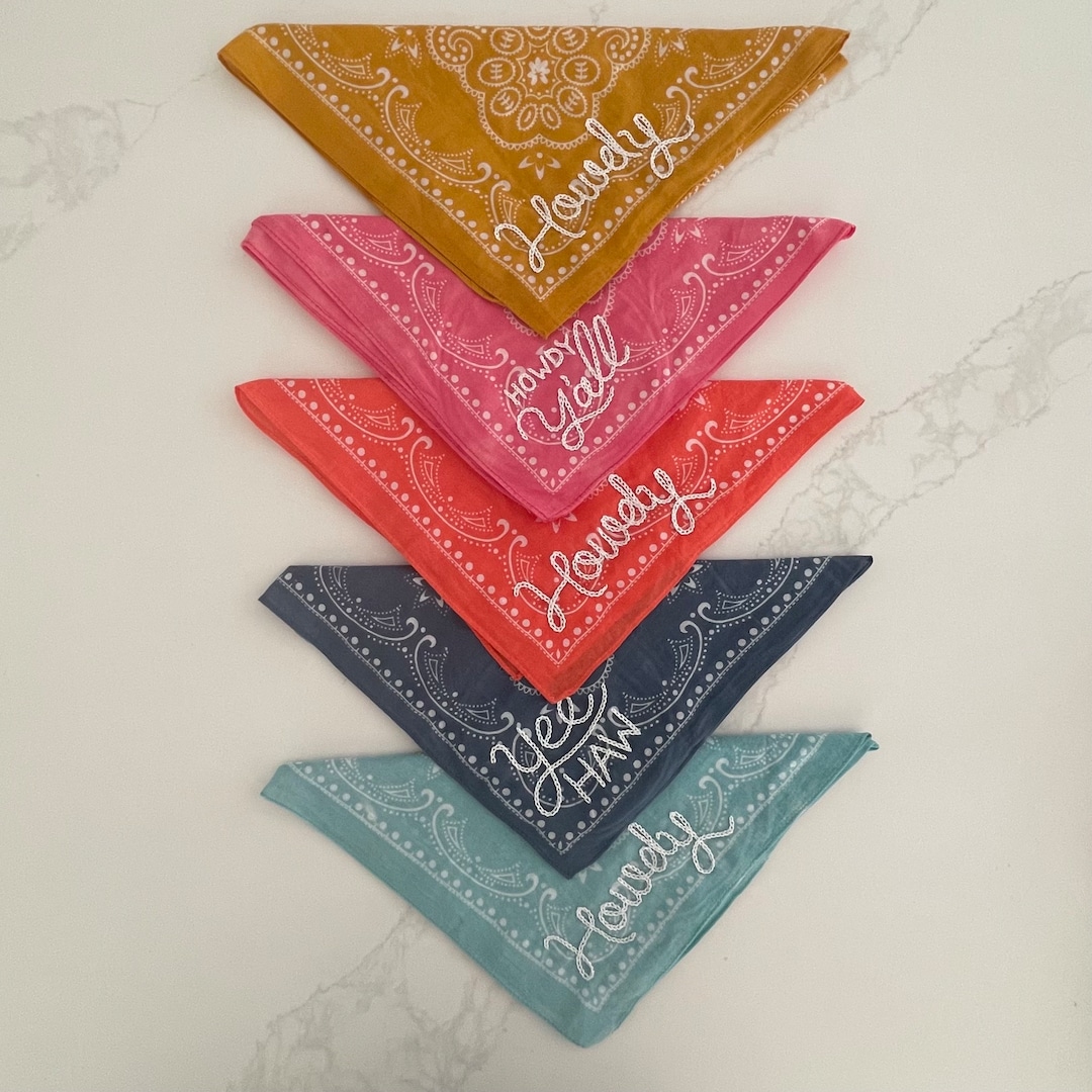 Hand Embroidered Bandana Name Hair Scarf Personalized Bandana
