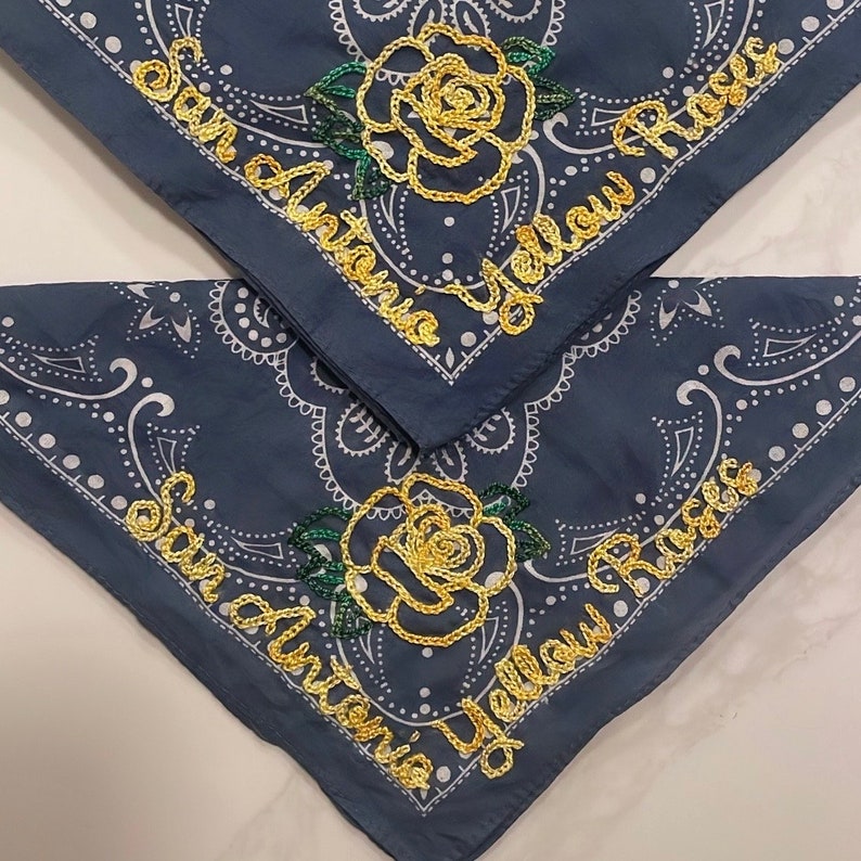 Hand Embroidered Bandana Yellow Rose Initials or Name Customization Bridesmaid, Bachelorette, Girls Trip or Mothers Day Gift image 2