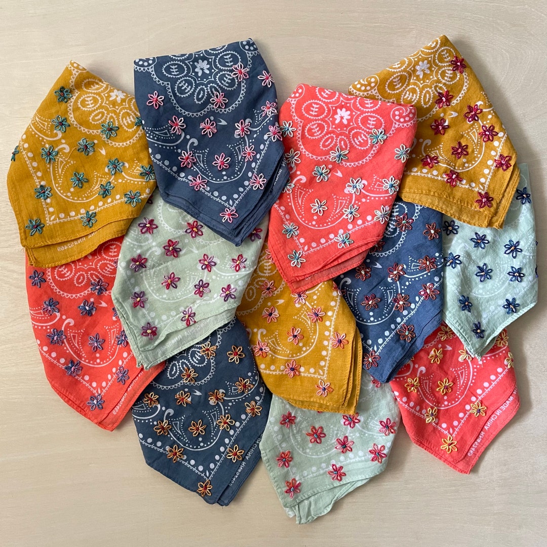Hand Embroidered Bandana Name Hair Scarf Personalized Bandana