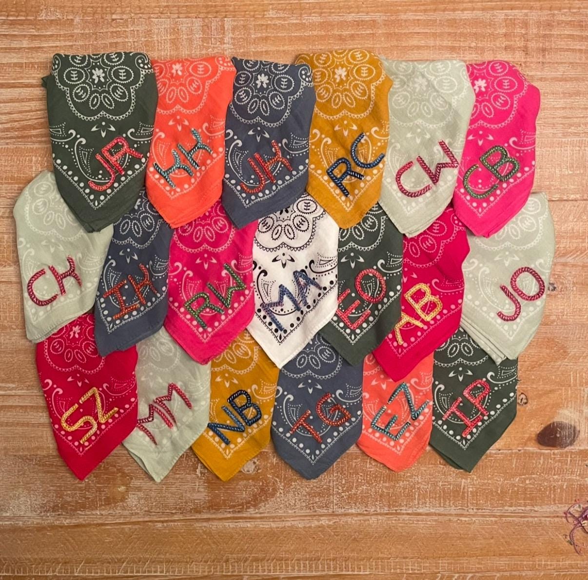 Hand Embroidered Bandana: Personalized Initial Bandana
