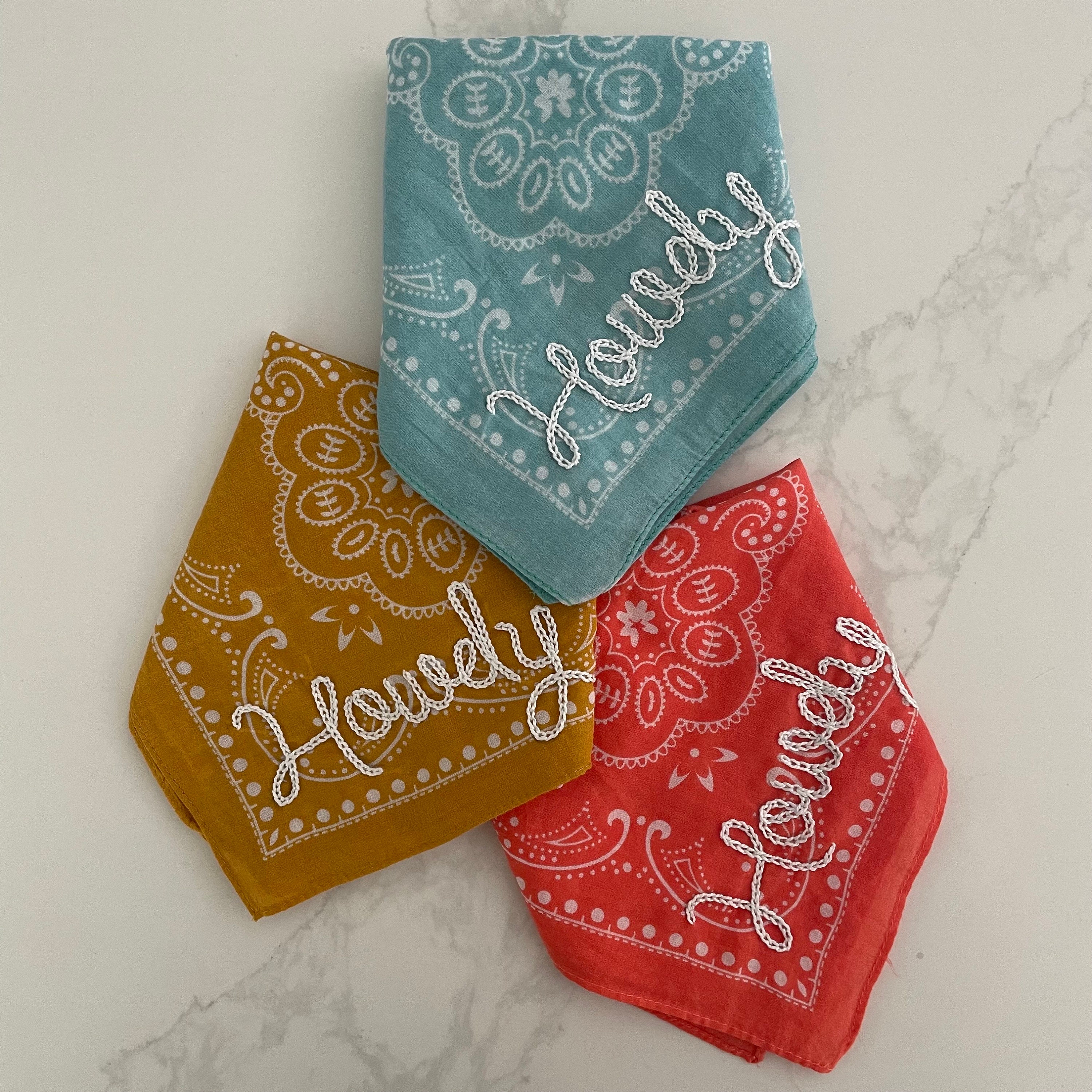 Hand Embroidered Bandana Name Hair Scarf Personalized Etsy