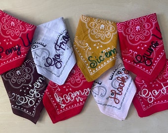 Hand Embroidered Bandana | Game Day | Necktie | Customization or Personalization | High School or College School Pride | Graduation Gift