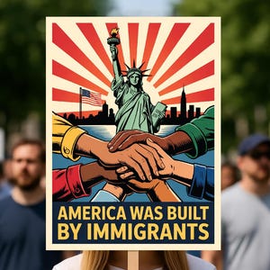 Immigration Rights Protest Sign, No Kings Social Justice Poster, Anti ICE Printable (Digital Download)