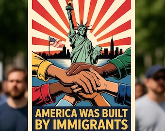 Cartello di protesta per i diritti degli immigrati, manifesto per la giustizia sociale "No Kings", stampabile contro l'ICE (download digitale)