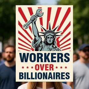 Workers Over Billionaires Protest Sign: Social Justice Rally Art (Digital Download)