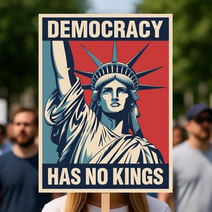 Democracy Has No Kings Protest Sign: Liberty Anti Trump, Resist Fascism Poster (Digital Download)