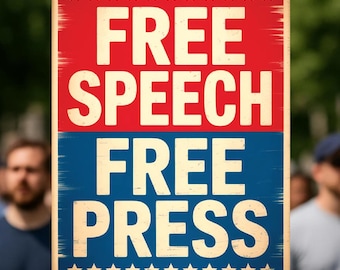 Free Speech Free Press Protest Sign: Resist Hate, Protect Democracy (Digital Download)