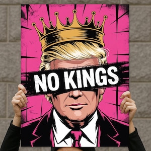 No Kings in America Protest Sign, Free America Poster, Freedom and Democracy Sign, Anti Trump Resist Fascism Sign, Democracy is Not Optional