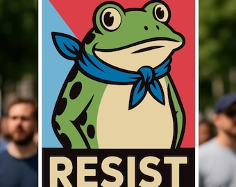 Portland Frog Anti-ICE Protest Sign: No Kings Protect Democracy Poster Printable, Resist Fascism Wall Art (Digital Download)