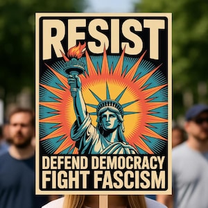 Resist Defend Democracy Protest Signs, No Kings Anti-MAGA Activist Rally Poster (Digital Download)