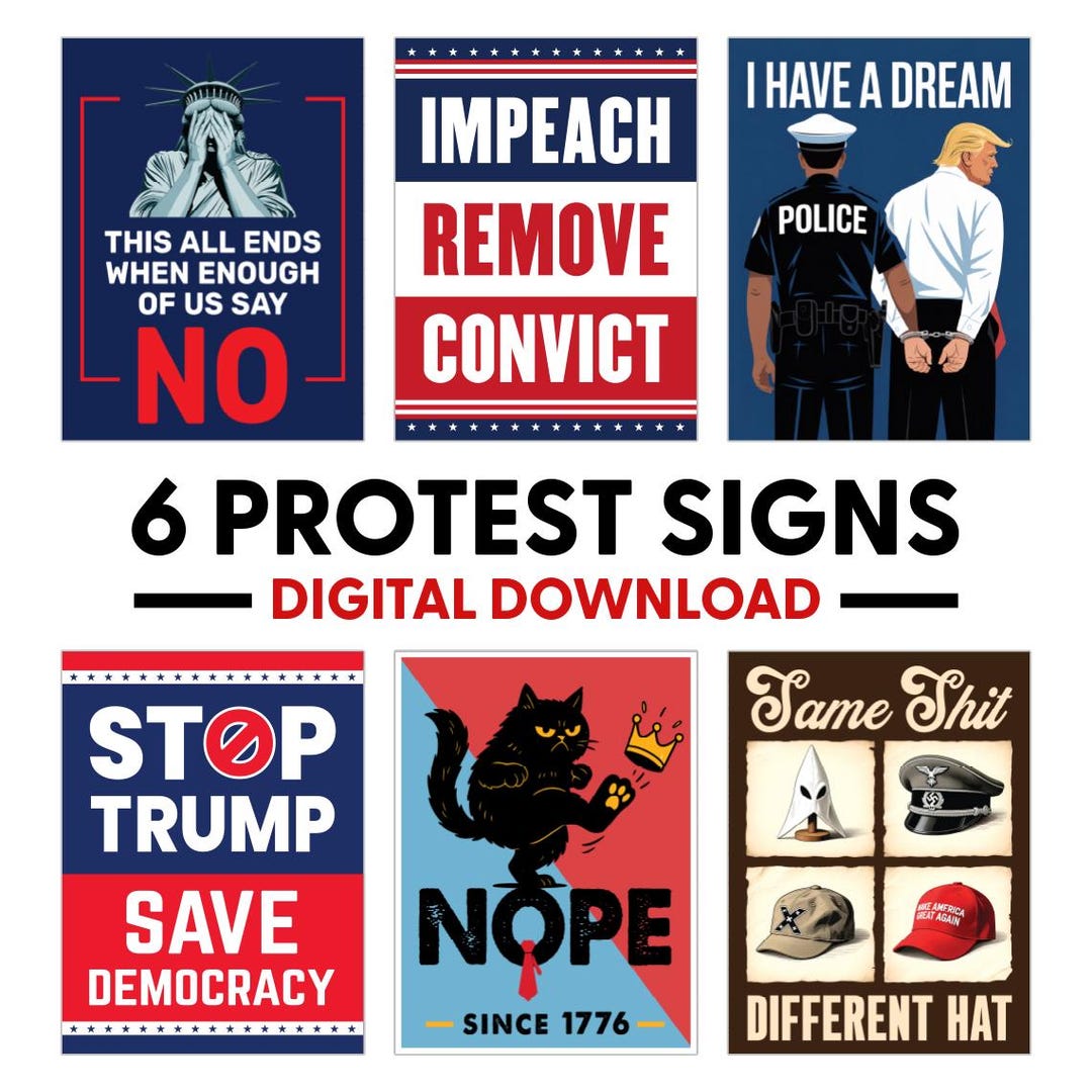 Anti-trump Protest Sign Bundle: Resist Poster, No Kings Wall Art - 6 ...