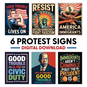 Protest Sign Bundle: Anti-Trump, Pro-Democracy Art (Digital Downloads 18x24 inches)