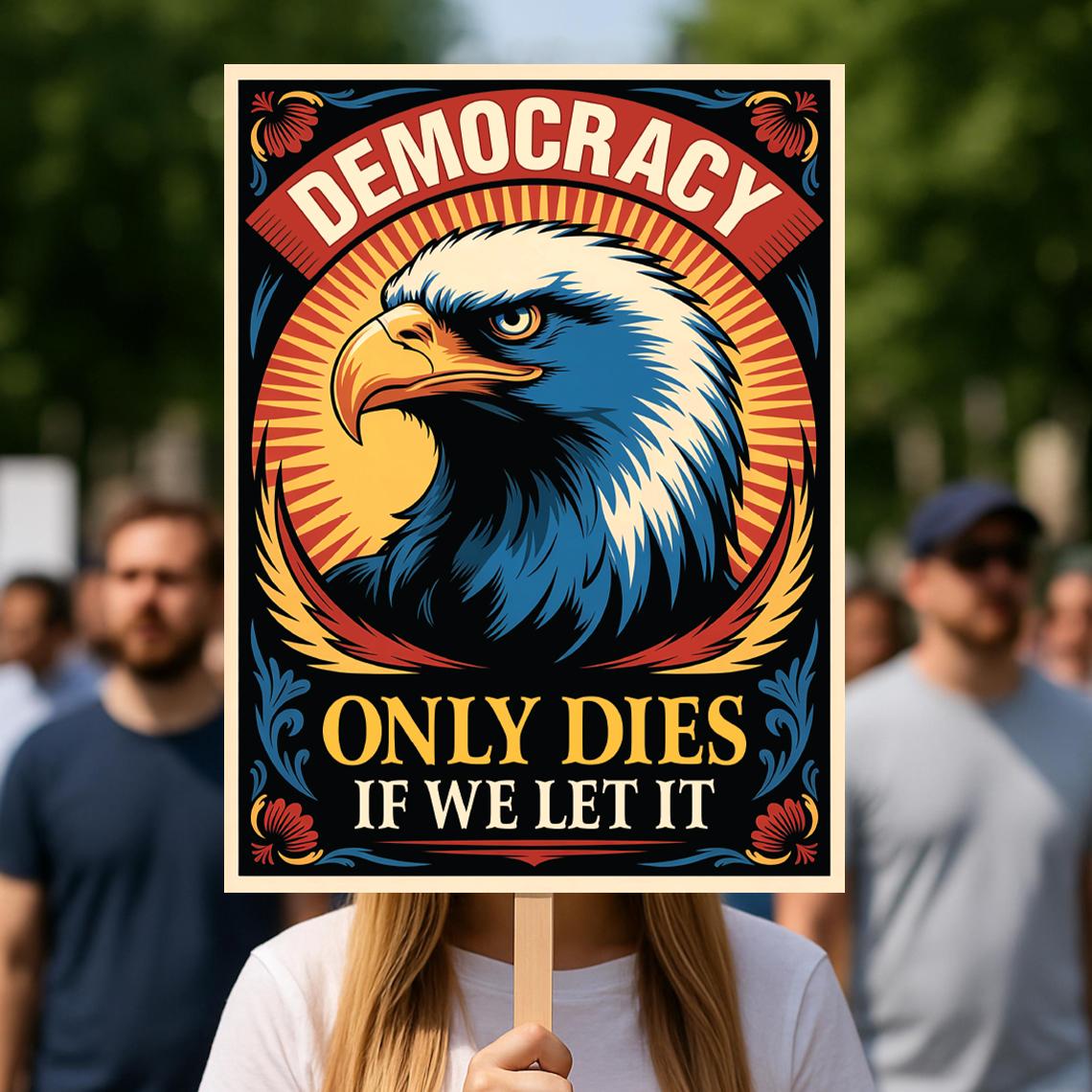 Democracy Only Dies If We Let It Protest Sign, Anti-Trump Protest Sign, Pro-Democracy Rally Art, Democrat Republican Activist Protest Poster