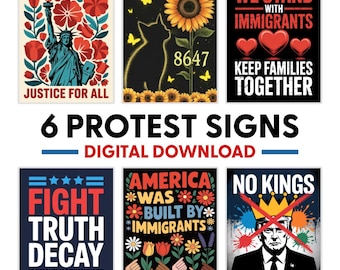 Paquete de carteles de protesta anti-Trump: Resiste, no a los reyes (Descarga digital, 18x24 y 8.5x11 pulgadas)
