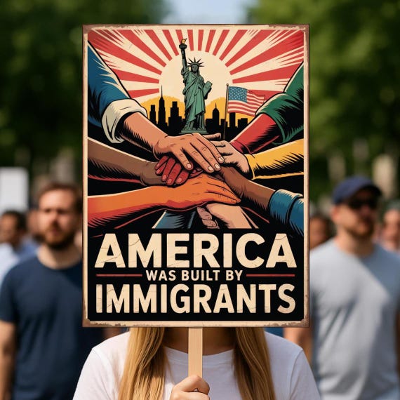 America Was Built by Immigrants Protest Sign: Social Justice Poster (Digital Download 18"x24")