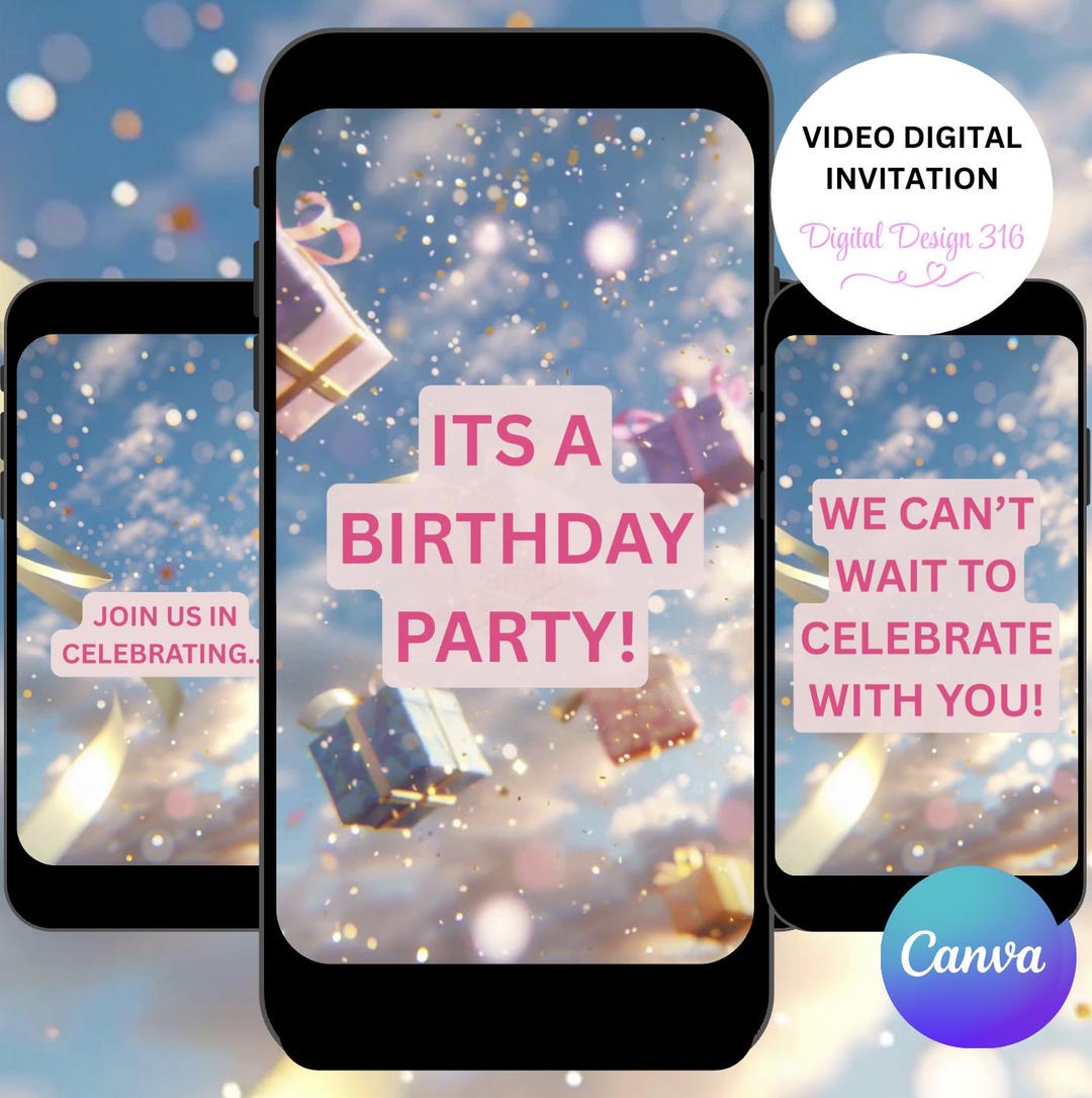 Floating Invite Floating Gift Boxes 3D Video Invitation | Pastel Animated Birthday or ...